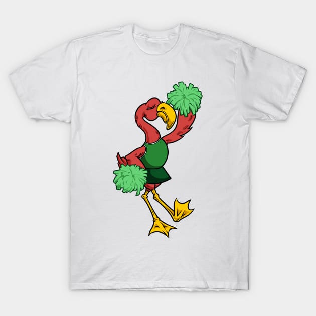 Cartoon Cheerleader Flamingo T-Shirt by Modern Medieval Design